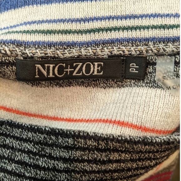 Nic+Zoe Striped Asymmetrical Lightweight Knit Mock Neck Sweater Size PP - Picture 6 of 6